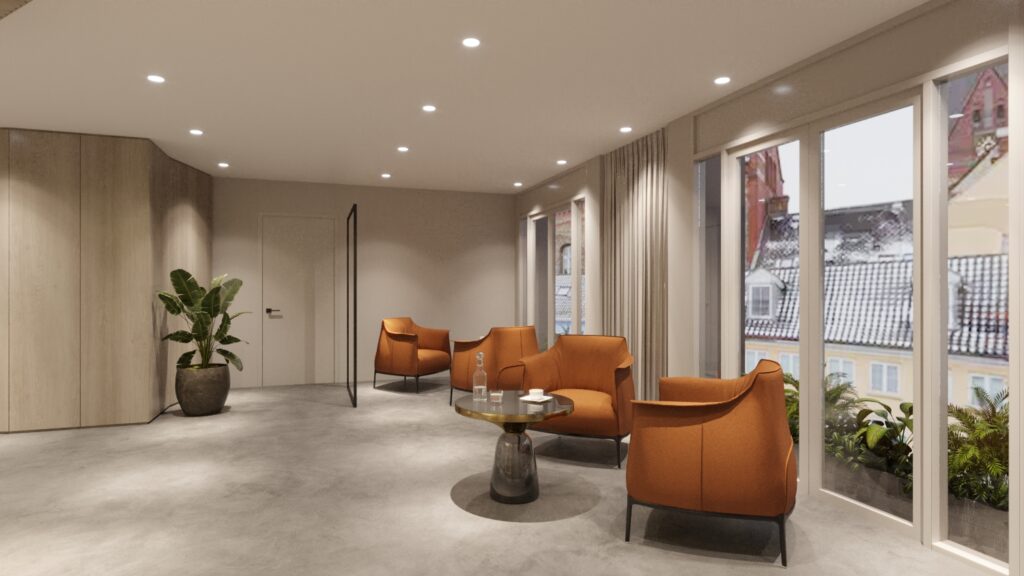 Moderner Wartebereich der zukünftigen orthopädischen Praxis Dr. med. Stephan Meyer-Schwickerath